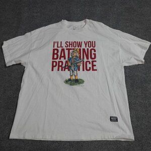 Grizzly Bad News Bears T-shirt 2XL White Double Sided Batting Practice